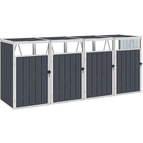 Abri de poubelle quadruple Anthracite 286x81x121 cm Acier