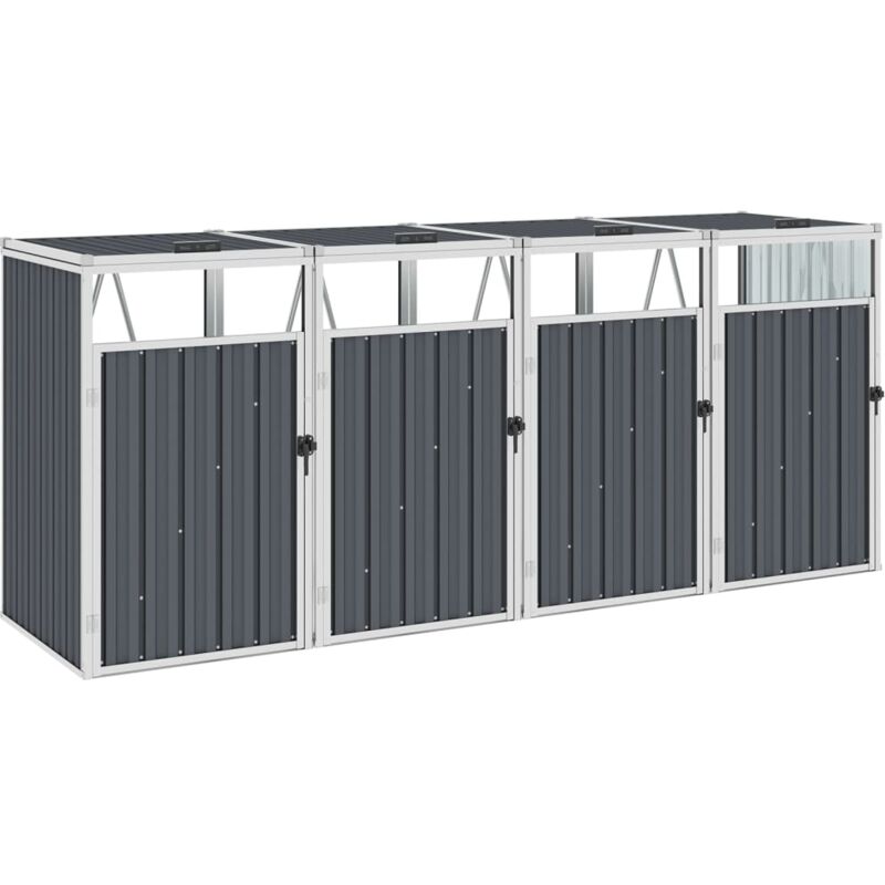 Maisonchic - Abri de poubelle quadruple | Cache-poubelle Gris 286x81x121 cm Acier 13760 - Gris