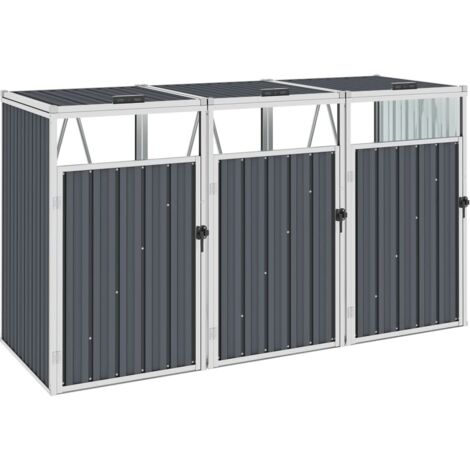 Abri de poubelle triple Gris 213x81x121 cm Acier