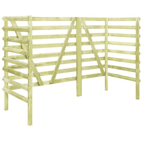 Abri de poubelle triple Vert 210x80x150 cm Pin imprégné FSC