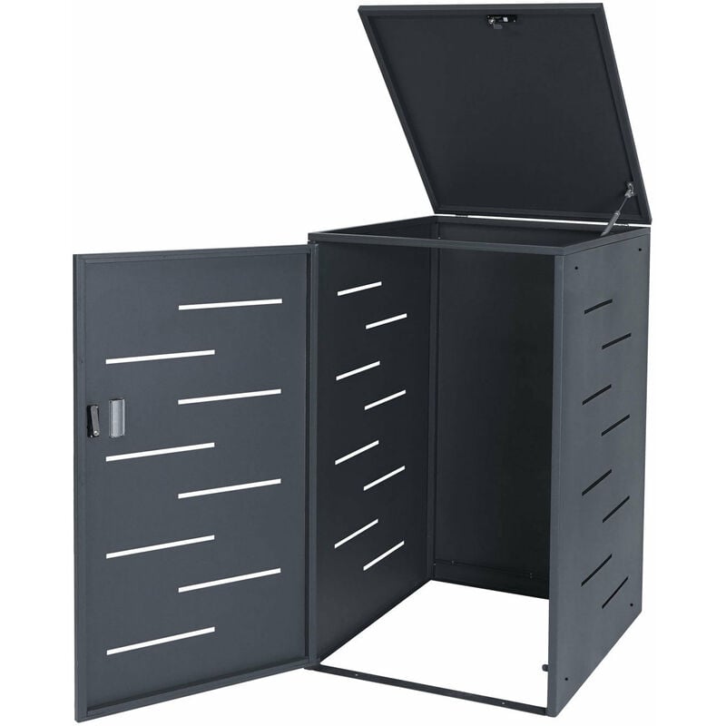 Abri de poubelles extérieur conteneurs à ordures pour une poubelle avec couvercle 116,5x66x80 cm en acier anthracite 040002860