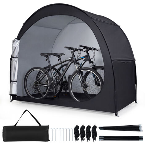 Abri de Rangement pour Vélos, Tente de Jardin Étanche pour 4-5 Vélos avec Fenêtre Ventilée Poteaux en Fibre de Verre Porte Zippée Sac de Transport