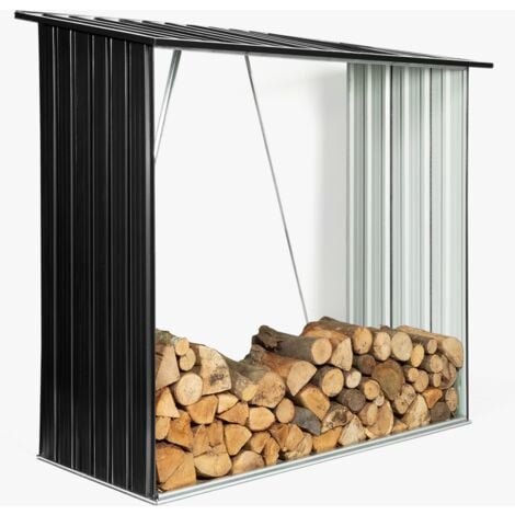 Abri de stockage 2 m³ gris en acier galvanisé pour bûches