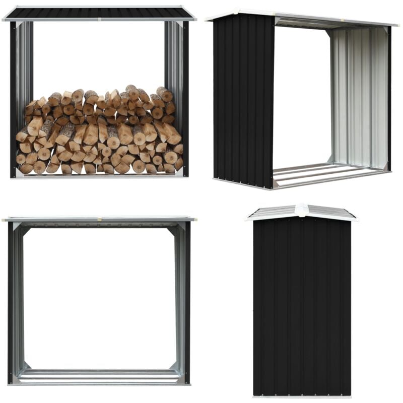 Abri de stockage à bois Acier galvanisé 172x91x154cm Anthracite - abri de stockage de bois - abris de stockage de bois - Home & Living
