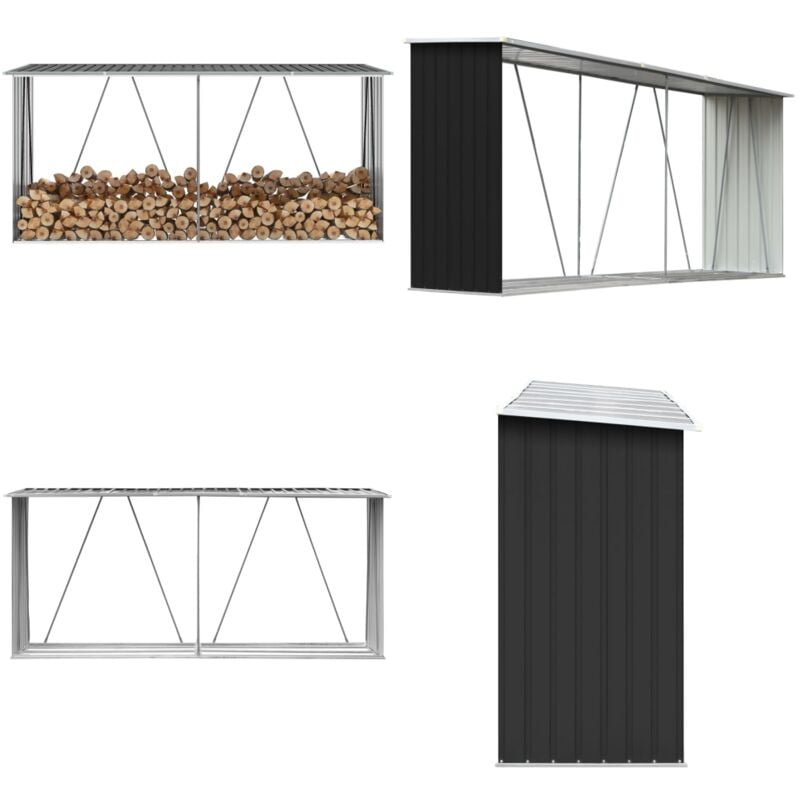 Abri de stockage à bois Acier galvanisé 330x84x152cm Anthracite - abri de stockage de bois - abris de stockage de bois - Home & Living