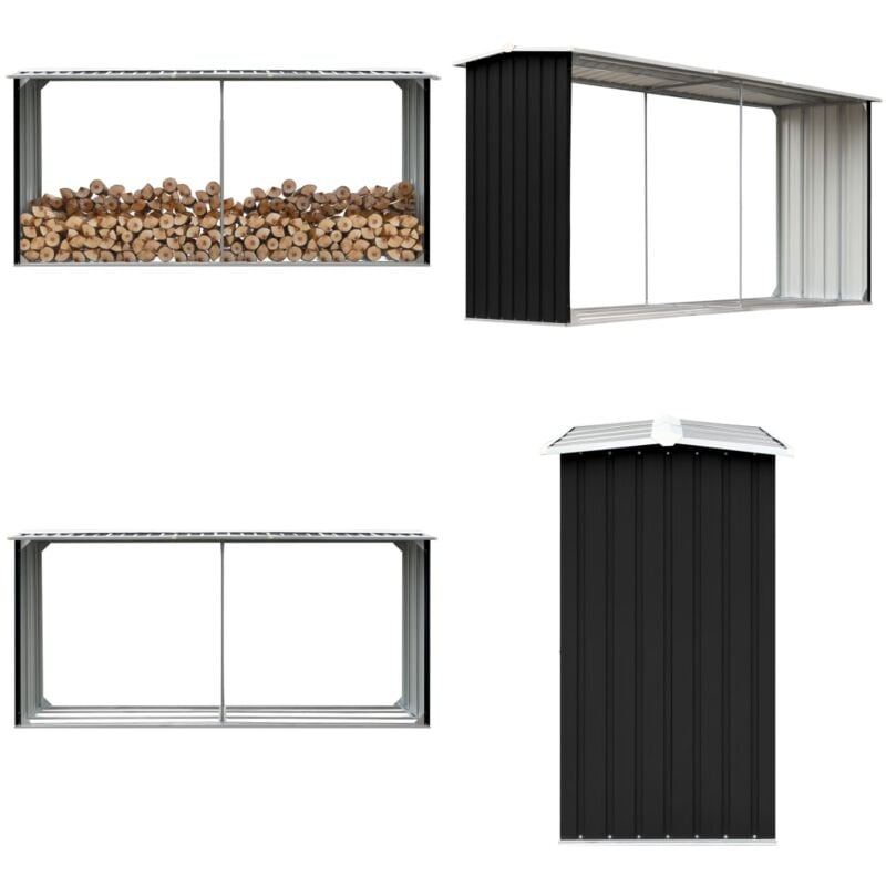 Abri de stockage à bois Acier galvanisé 330x92x153cm Anthracite - abri de stockage de bois - abris de stockage de bois - Home & Living