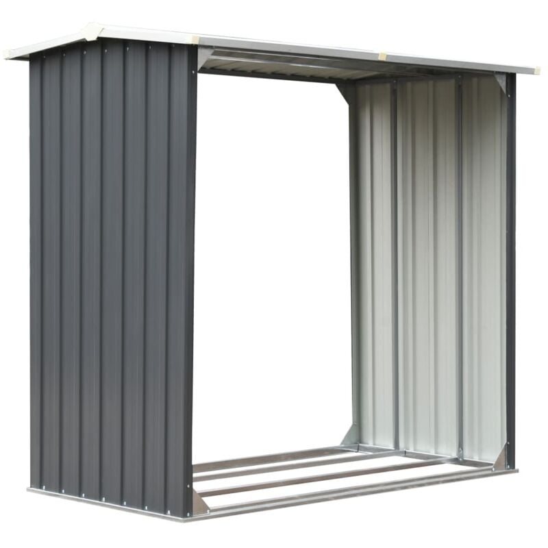 Inlife Abri de stockage de bois Acier galvanisé 172x91x154 cm Gris