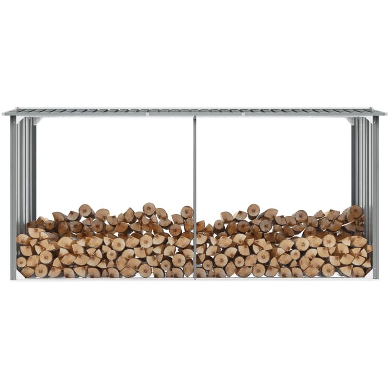 vidaXL Abri de stockage de bois Acier galvanisé 330x92x153 cm Gris