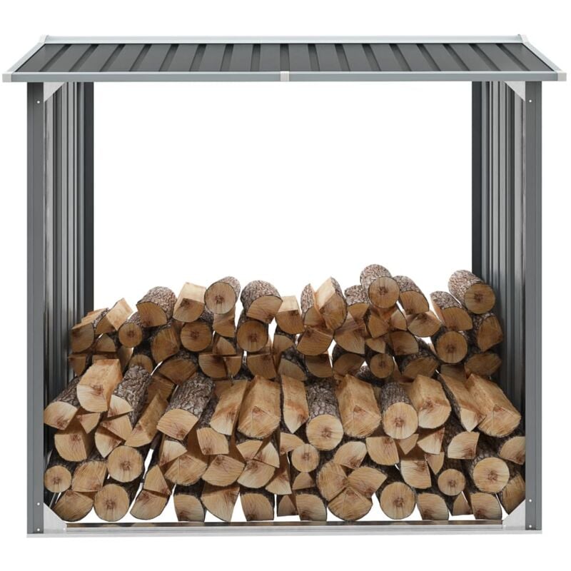 Abri de stockage de bois Acier galvanisé 172x91x154 cm Gris - The Living Store