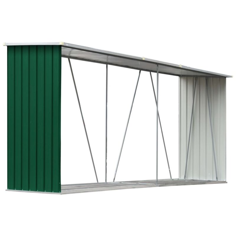 vidaXL Brennholzlager Verzinkter Stahl 330x84x152 cm Grün
