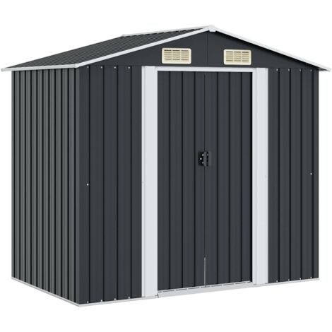 vidaXL Abri de Jardin Acier Remise de Jardin Rangement Maison de Stockage Cabane de Jardin Cabane à Outils Extérieur Arrière-cour Marron/Anthracite