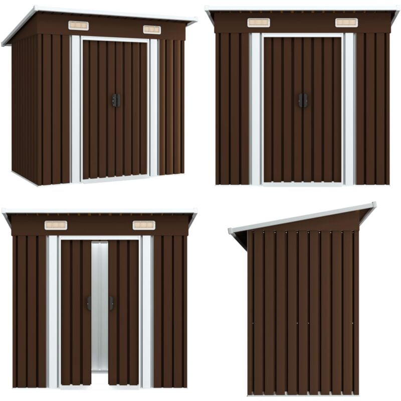 Abri de stockage pour jardin Marron 194x121x181 cm Acier - Abri De Jardin - Abri De Rangement - Cabane De Jardin - Outillage - Rangement Exterieur