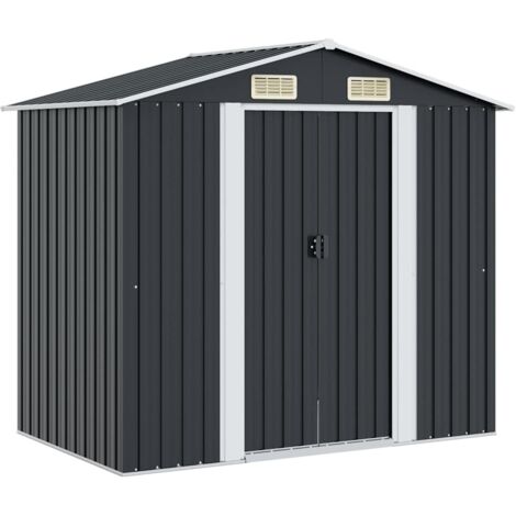 Abri de stockage pour jardin-Remise Cabane pour outils Anthracite Acier 204x132x186 cm