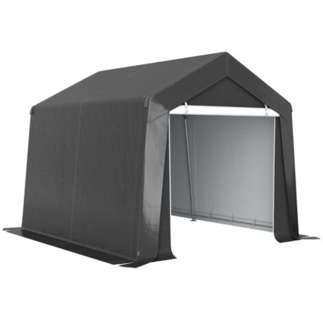 Abri de voiture/garage 3x3 m, étanche, avec porte enroulable, fenêtre d'aération et bords surélevés, gris foncé.