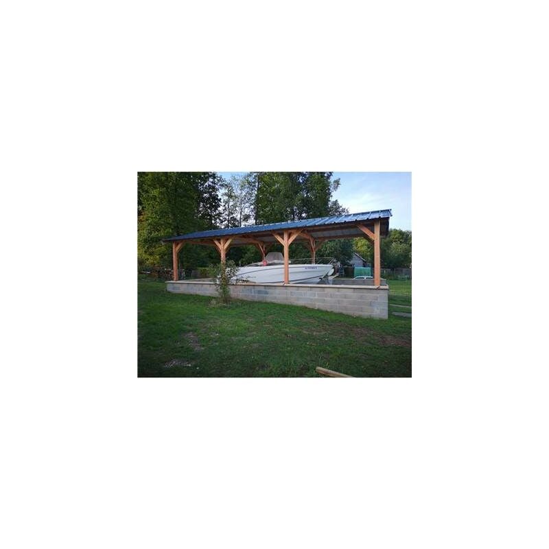 Abri Deux Pentes, 400cmx1050cm, Bois DOUGLAS Français, Carport, Auvent, Abri voiture
