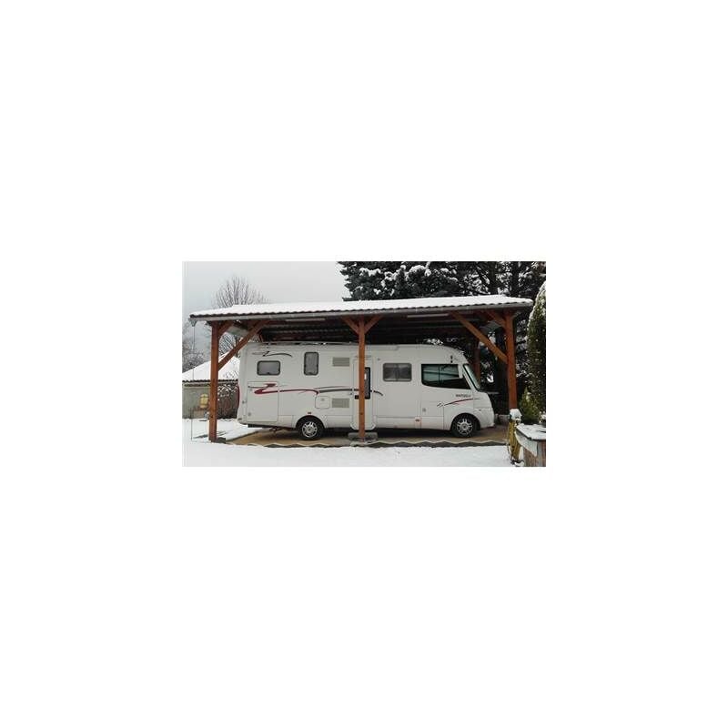 Abri Deux Pentes, 450cmx700cm, Bois douglas Français, Carport, Auvent, Abri Camping-car