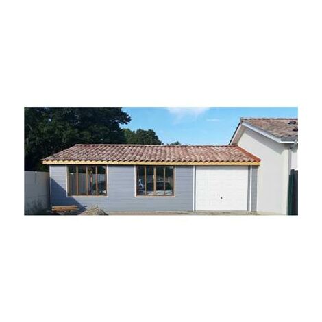 Abri Deux Pentes Adossé, 650cmx1250cm, Bois DOUGLAS Français, Carport, Auvent, Abri voiture