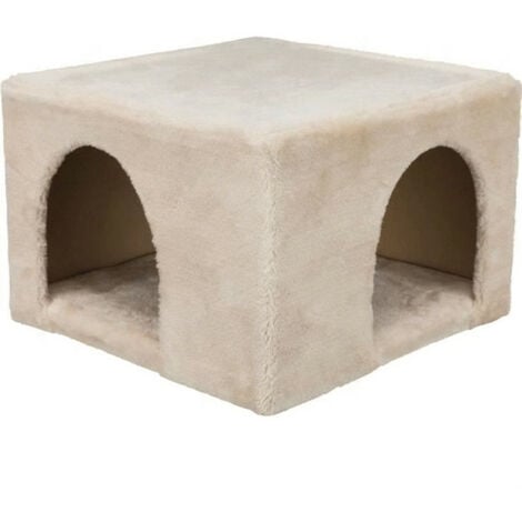 Abri douillet peluche - 36 × 25 × 36 cm - Beige - Pour lapins et petits rongeurs