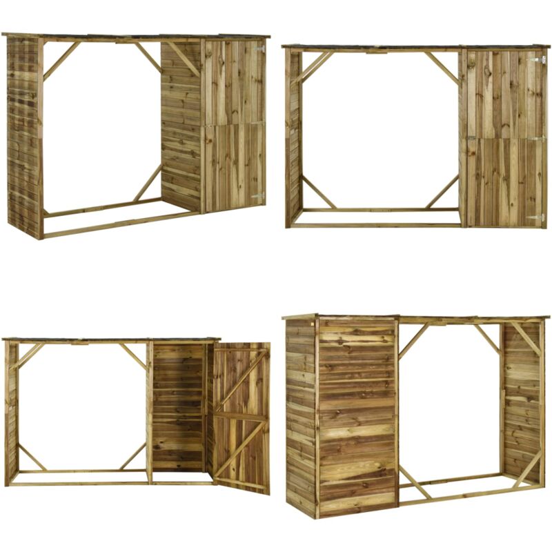 Abri d'outils de jardin Pin 253 x 80 x 170 cm - Abri De Jardin - Abri De Stockage - Rangement Extérieur - Cabane De Jardin - Outillage De Jardin
