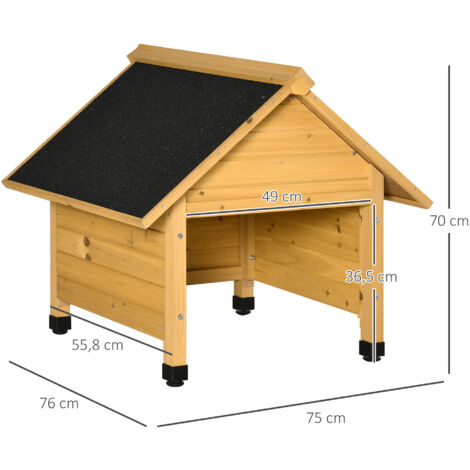 Abri en bois pour tondeuses robotisées, protection contre le soleil et la pluie, jaune, 75 x 76 x 70 cm