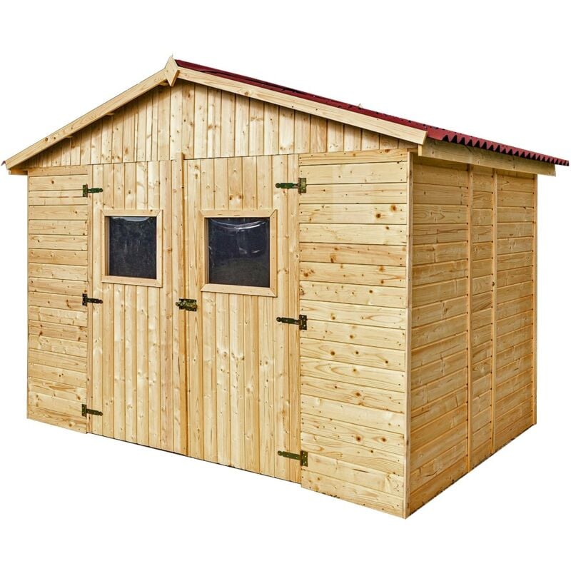 Abri en panneaux de bois 16 mm - surface utile 5,41 m² - double porte - sans plancher