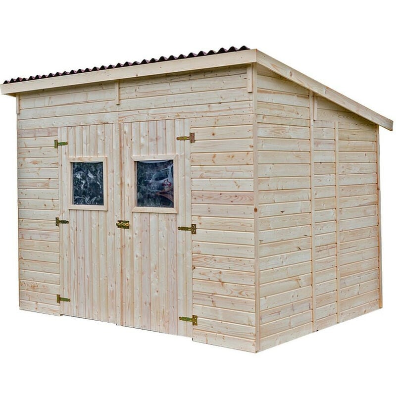 Habrita - Abri Foresta cd 2820.02 5,41m2 en panneaux 16mm sans plancher double porte non traité