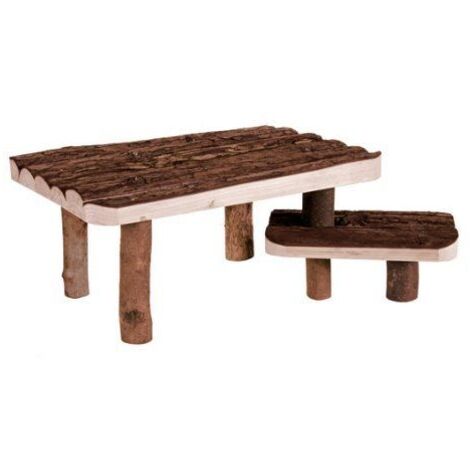 Abri et plateforme, chinchilla, bois d'écorce 37 × 17 × 28 cm