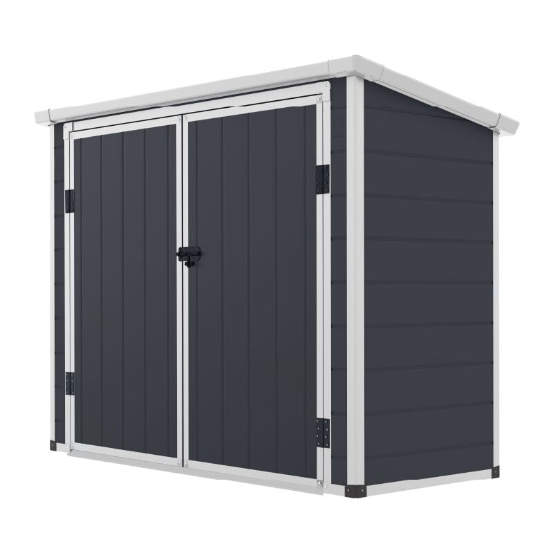Abri Extérieur Gardiun Noa 7,29 m2 en Résine avec Plancher et Double Porte 156x139 cm Couleur Anthracite
