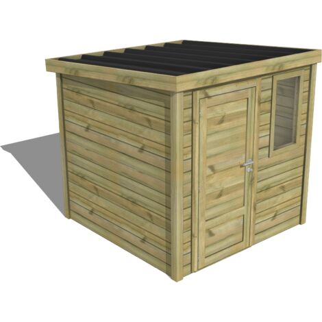Abri Français – Abri de jardin bois pin traité autoclave 28mm – Bac acier – Dimensions 2,14x2,34m – Hauteur intérieure 1,95m – Fabrication française