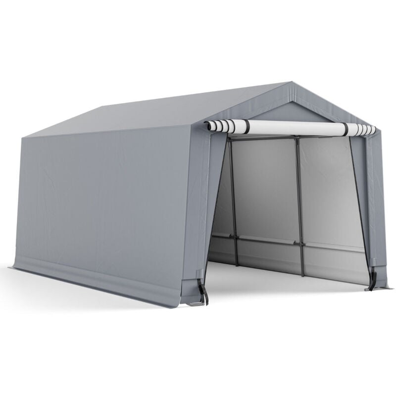 Abri garage pour voiture 290 x 490 cm tente de stockage en acier abri de voiture toutes saisons pour suv bateau