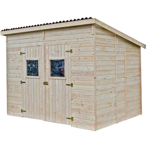 Abri Habrita Foresta CD 2820.02 5,41m2 en panneaux 16mm sans plancher double porte non traité
