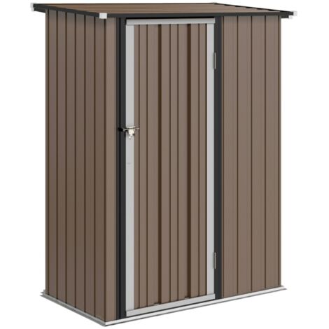 Abri jardin 1,07m² toit pente 142x84x189 cm - Abri outils acier marron, porte verrouillable, cabane jardin