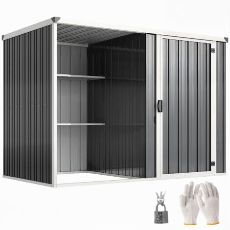 Abri jardin acier galvanisé porte verrouillable, 231x125x162 cm, gris
