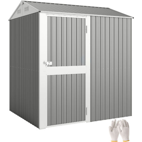 Abri jardin acier haut 3,51 m² bouches aération porte verrouillable, 209x177x236 cm, argent