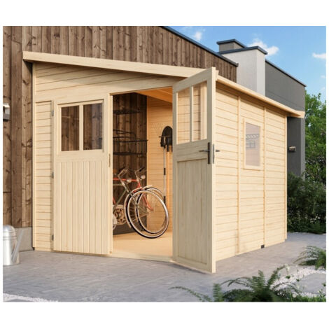Abri Jardin Adossé Bois 6,23m² Bomlitz 3 Karibu 19mm Marron