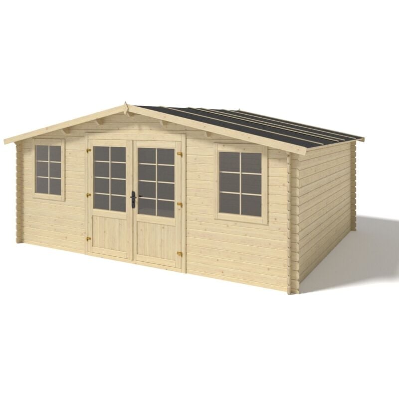 Altanka - Abri de jardin en bois - 20m2 - 5x4m - Ep. 28mm - Couleur: naturel