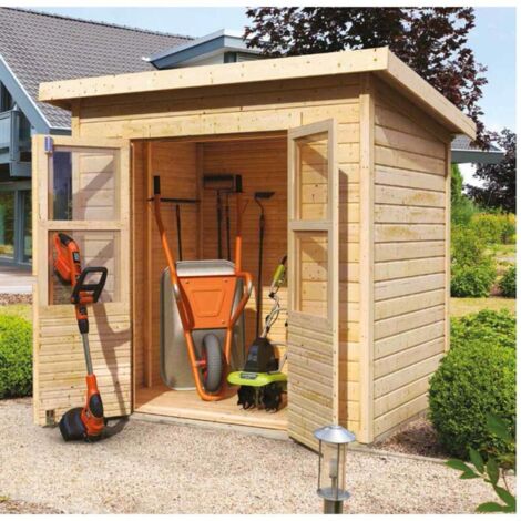 Abri Jardin Bois Brut 3.3m² Merseburg 3 Karibu Double Porte