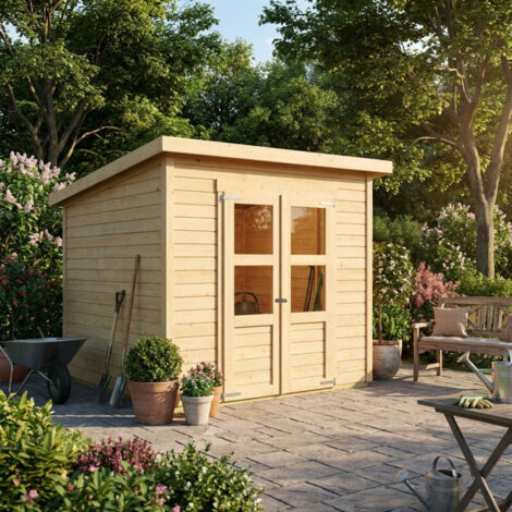 Abri Jardin Bois Brut 5.2m² Merseburg 5 Karibu Toit Plat