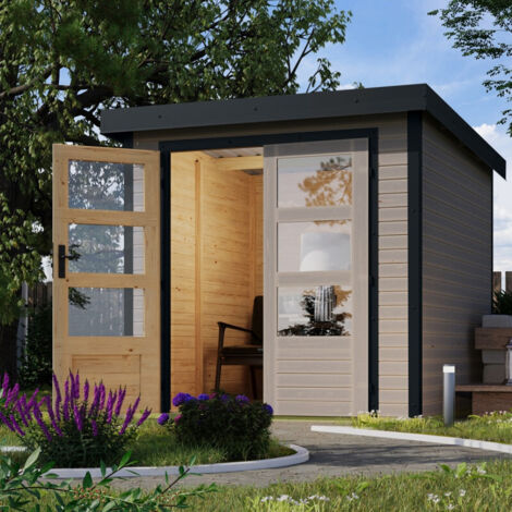 Abri Jardin Bois-Métal 4,45m² Jupiter Karibu Gris Clair