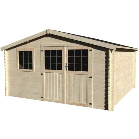 Abri jardin bois Vallauris - 15.84 m² - 3.98 x 3.98 x 2.29 m - 34 mm