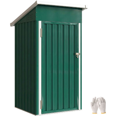 Abri jardin extérieur métal 0,74 m² 107,5x91x185 cm toit incliné portes verrouillables bouches aération, vertes