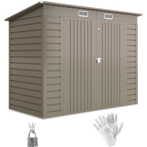 Abri jardin métal 3 m² facile monter cabane jardin structure acier galvanisé améliorée gris clair