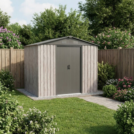 Abri Jardin Métal 4,1m²WoodTouch Beige + Kit Ancrage X-Metal