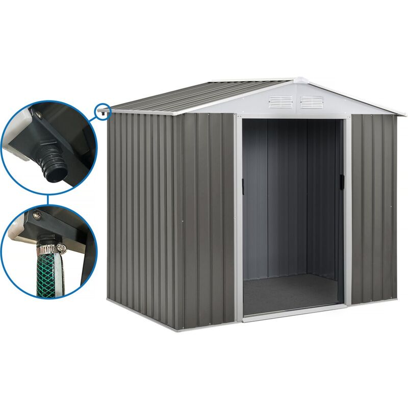 Abri jardin métal "Dallas"- 2.71m² avec gouttières - Taupe