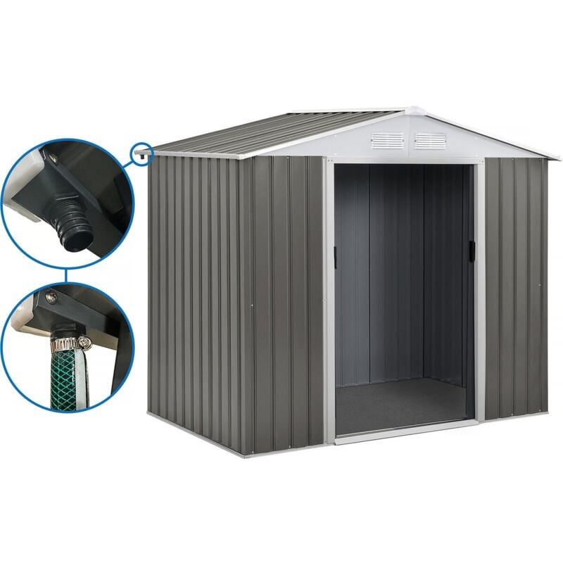 Abri jardin métal "Dallas" - 5,29 m² avec gouttière - Taupe