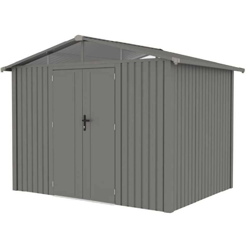 Abri métallique Gardiun Grunewald 7 m2 Extérieur 304x232x228 cm Acier avec Fenêtre Latérale et Double Porte 106x178 cm