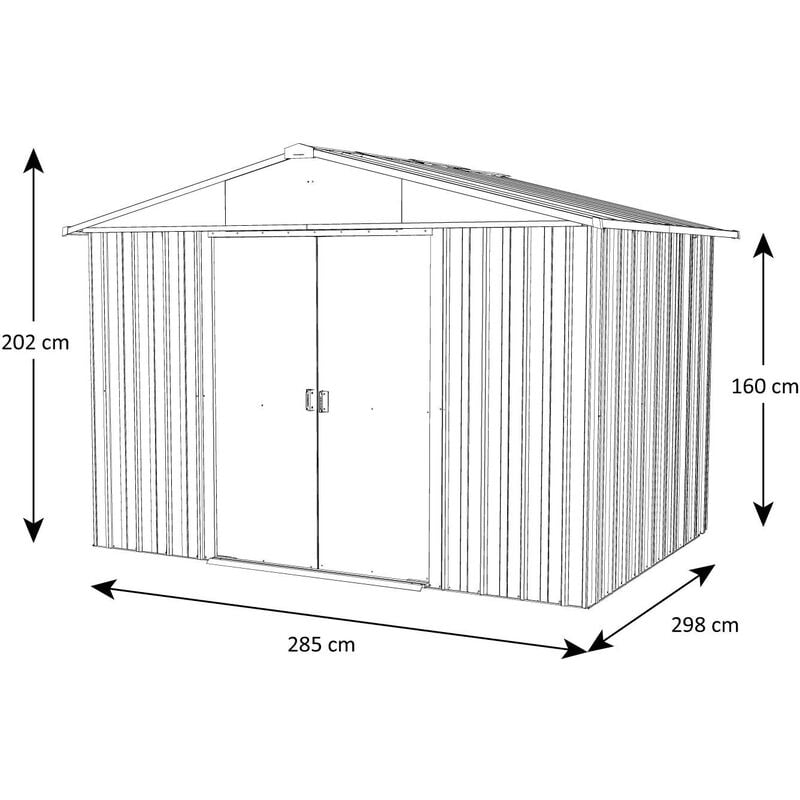 Yardmaster - Abri de jardin métal gris 8,12 m² + kit d'ancrage - Gris