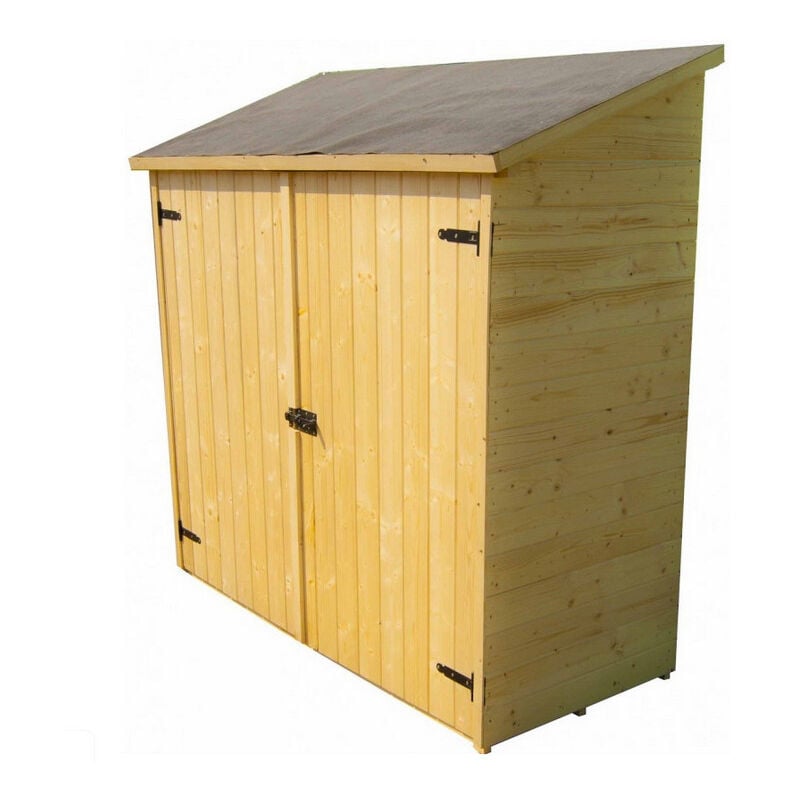 Habrita - Abri mural en bois massif avec étagères de rangement couverture bitumée surface 1m2 - ED1708E