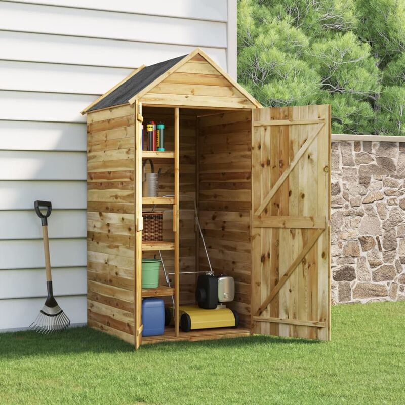 Doc&et² - inlife Abri à outils avec porte 107x107x220 cm Bois de pin imprégné - Brun