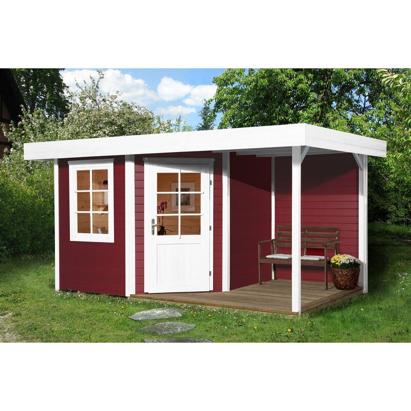 Abri pentagonal design 5,38 m² avec extension 3,65 m² - Weka